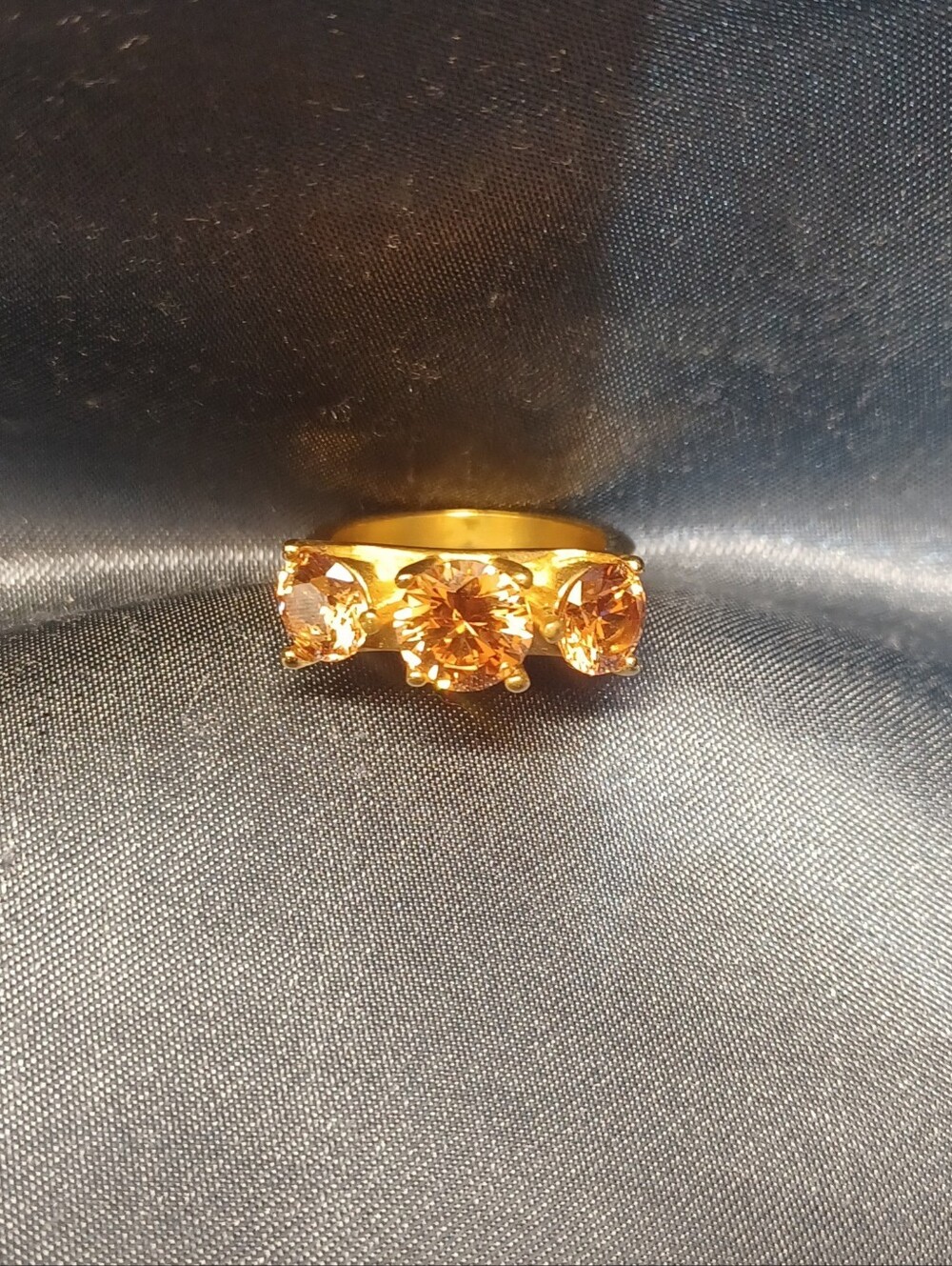 Gold-Tone Three-Stone Citrine Ring - Women Jewelry